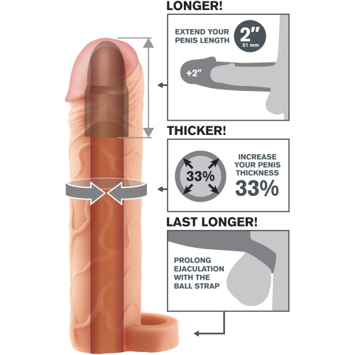 Fantasy X-Tension Perfect 2-Inch Extension With Ball Strap - Flesh