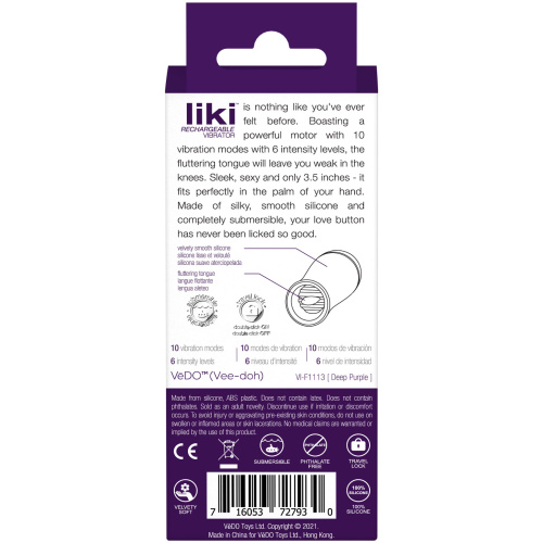 Liki Rechargeable Flicker Vibe - Deep Purple