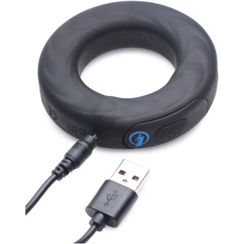 E-Stim Pro Silicone Cock Ring With Remote - Black