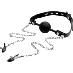 Silicone Ball Gag W/nipple Clamps
