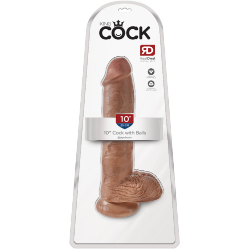 King Cock 10 Inch Cock With Balls - Tan