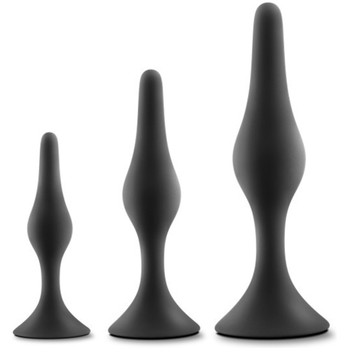 Anal Adventures Platinum - Silicone Beginner Plug Kit - Black