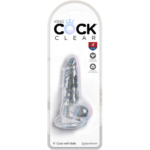 King Cock Clear 4 Inch Cock With Balls