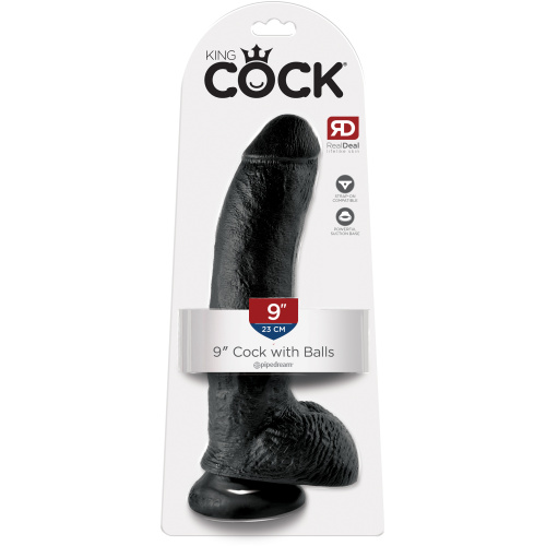King Cock 9-Inch Cock With Balls - Black
