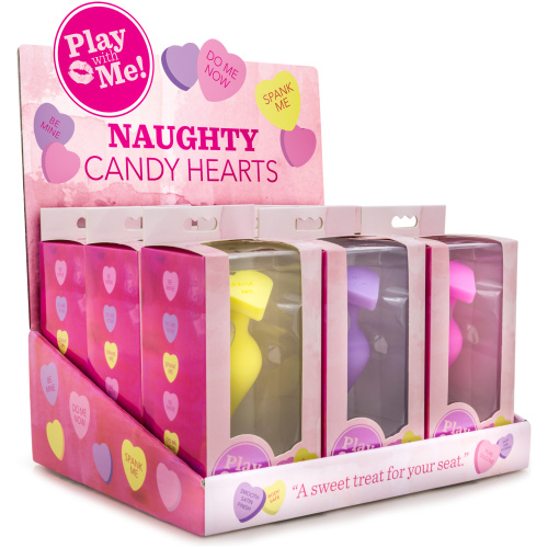Naughty Candy Hearts Display - 9 Pieces - Assorted Colors