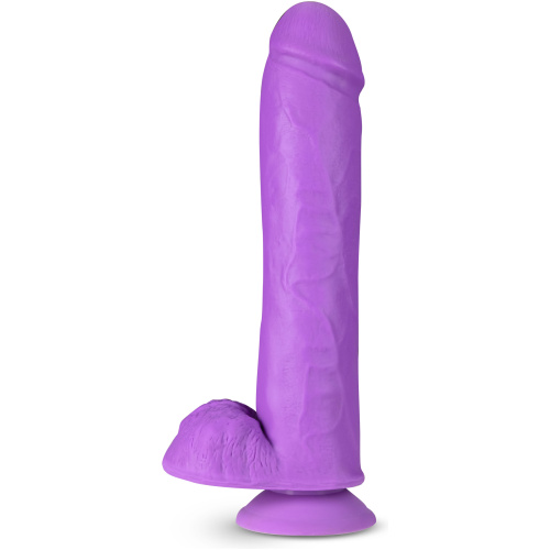 Neo Elite - 11 Inch Silicone Dual Density Cock With Balls - Neon Purple