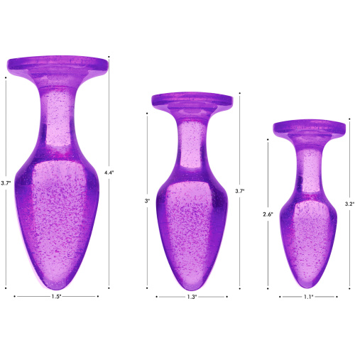 Glitter Gem Anal Plug Set - Purple