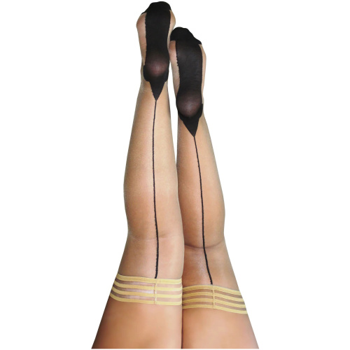 Ruby - Cuban Heel Thigh High - Size D - Nude