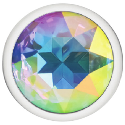 Cheeky Charms-Silver Metal Butt Plug- Round-Clear-Medium