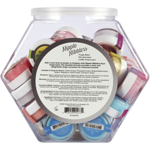 Nipple Nibbler Sour Tingle Balm Assorted - 36 Pc. Bowl - 3g Jar