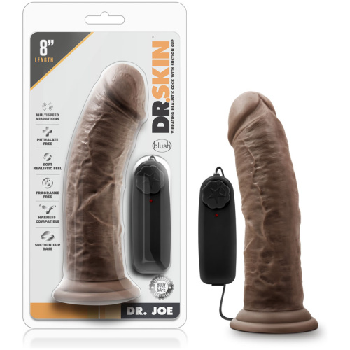 Dr. Skin - Dr. Joe - 8 Inch Vibrating Cock With Suction Cup - Chocolate