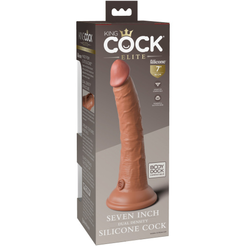 King Cock Elite 7 Inch Dual Density Silicone Cock - Tan