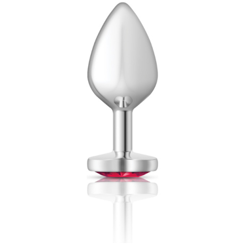 Cheeky Charms-Silver Metal Butt Plug- Heart-Bright Pink-Medium