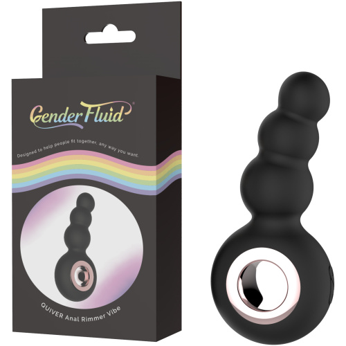 Gender Fluid Quiver Anal Ring Bead Vibe - Black