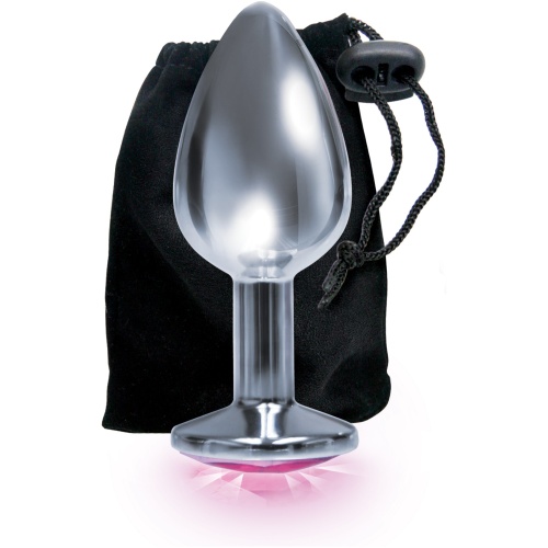 The 9's the Silver Starter Bejeweled Stainless Steel Plug - Pink