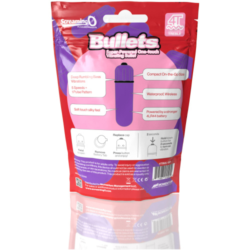 Screaming O 4t - Bullet - Super Powered One Touch  Vibrating Bullet - Grape