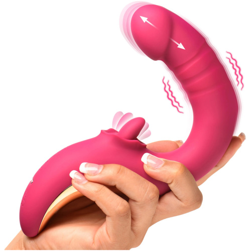 Tease and Please Thrusting and Licking Vibrator - Fuchsia
