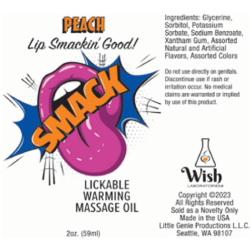 Smack Warming and Lickable Massage Oil - Peach 2 Oz