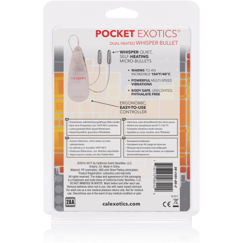 Pocket Exotics Dual Heated Whisper Bullets - Clear