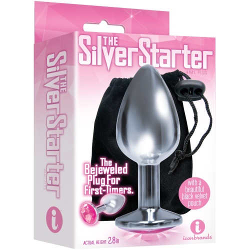 The 9's the Silver Starter Bejeweled Stainless Steel Plug - Pink