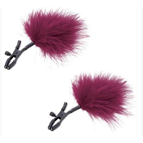 Sex and Mischief Enchanted Feather Nipple Clamps - Burgundy