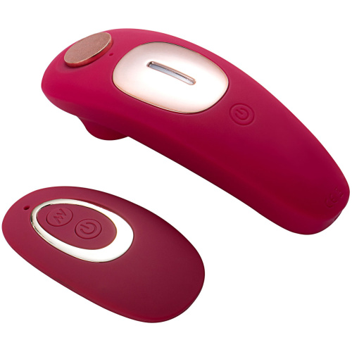Remi 15-Function Rechargeable Remote Control Suction Panty Vibe - Red