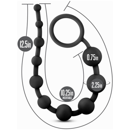 Anal Adventures - Platinum - Silicone 10 Anal Beads - Black