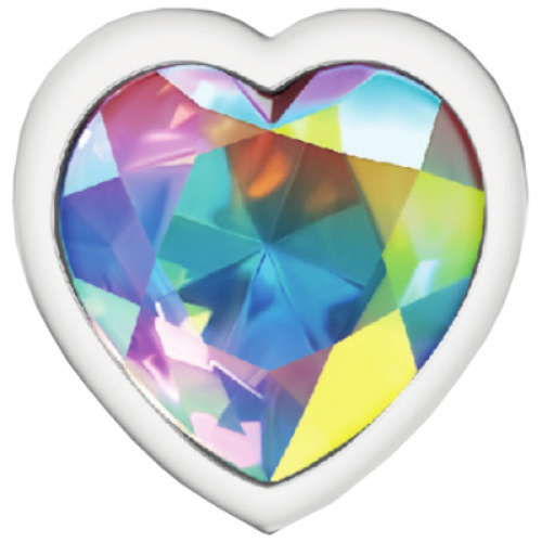 Cheeky Charms-Silver Metal Butt Plug- Heart-Clear-Medium