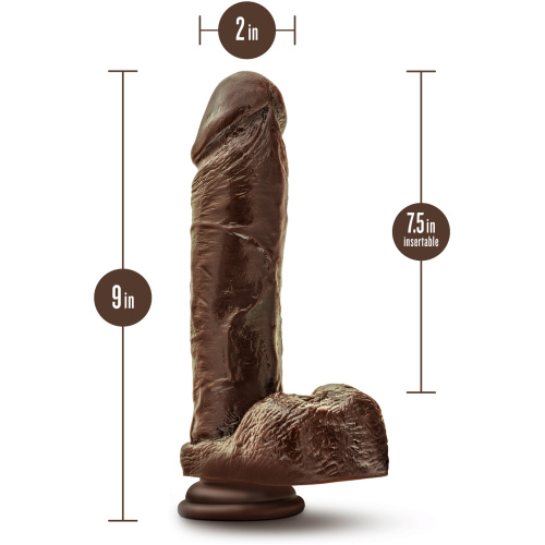 Dr. Skin Plus - 9 Inch Thick Posable Dildo With Balls - Chocolate