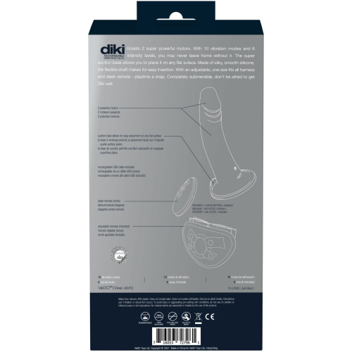 Diki Rechargeable Vibrating Dildo With Harness - Just Black