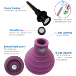 Health and Wellness Deluxe Enema Douche Non- Backflow One-Way Valve -  7.9 Fl. Oz. - Plum
