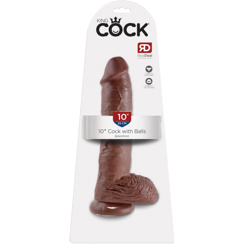 King Cock 10-Inch Cock With Balls - Brown