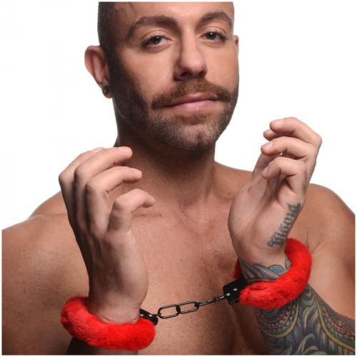 Cuffed in Fur Furry Handcuffs - Red