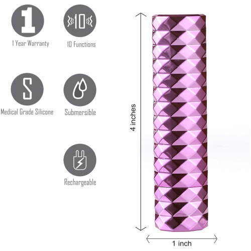 Roxie Crystal Gem Lipstick Bullet Vibrator - Pink