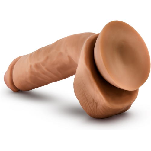 Dr. Skin Glide - 8.5 Inch Self Lubricating Dildo Lubricating Dildo With Balls - Mocha