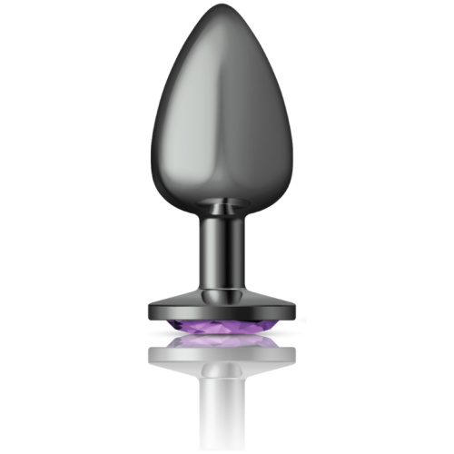 Cheeky Charms-Gunmetal Metal Butt Plug- Round-Deep Purple-Large