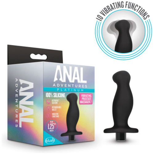 Anal Adventures - Platinum - Silicone Vibrating Prostate Massager 02 -Black