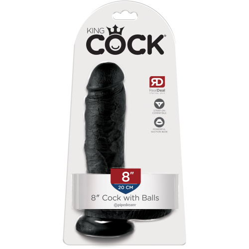King Cock 8-Inch Cock With Balls - Black