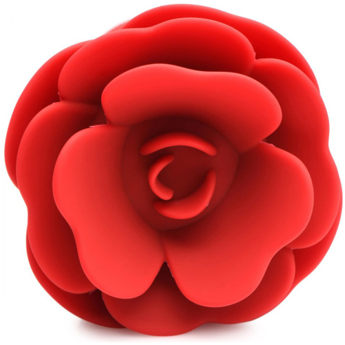 28x Silicone Vibrating Rose Anal Plug With Remote - Medium