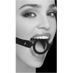 Silicone Ring Gag With Adjustable Bonded Leather Staps - Black