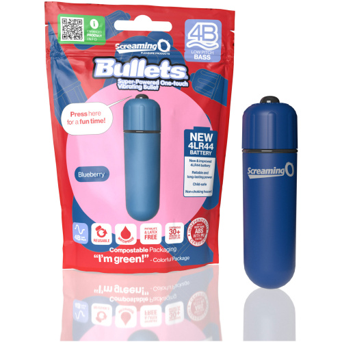 Screaming O 4b - Bullet - Super Powered One Touch Vibrating Bullet - Blueberry