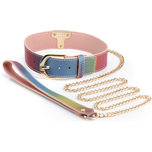 Spectra Bondage - Collar and Leash - Rainbow