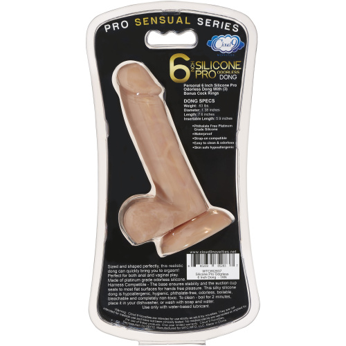 Pro Sensual Series 6 Inch Silicone Pro Odorless Dong - Tan