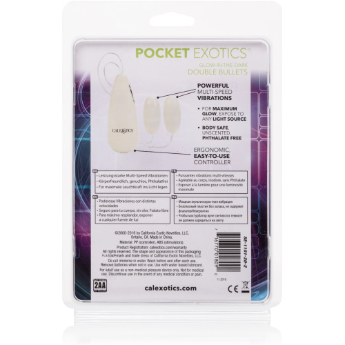 Glow-in-the-Dark Pocket Exotics Vibrating Glowing Double Bullets