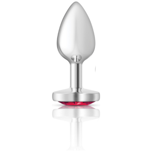 Cheeky Charms-Silver Metal Butt Plug- Heart-Bright Pink-Small