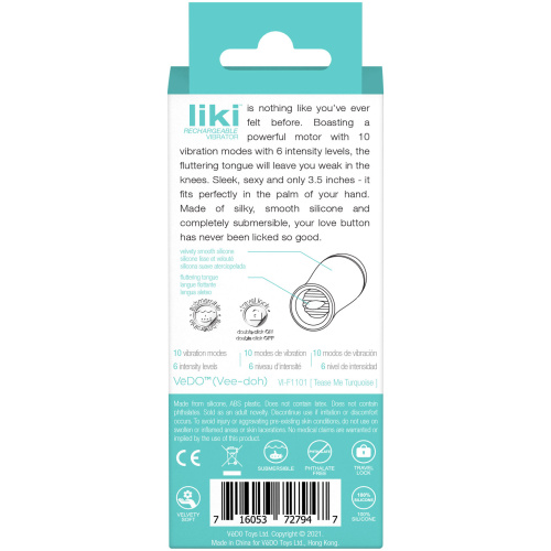 Liki Rechargeable Flicker Vibe - Tease Me Turqoise