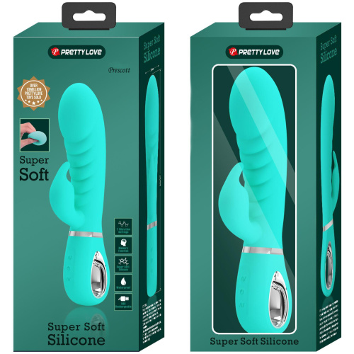 Prescott Super Soft Rabbit Silicone Vibrator -  Teal