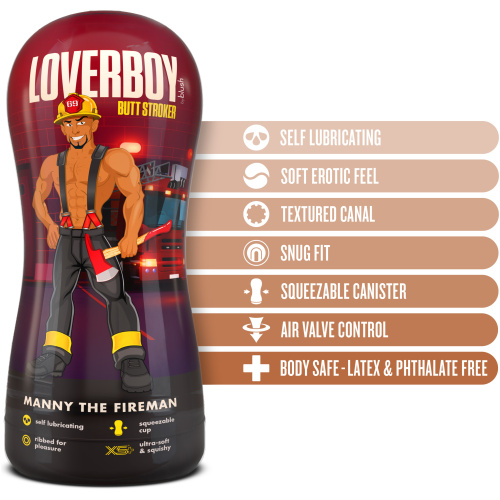 Loverboy - Manny the Fireman - Self Lubricating Stroker - Tan
