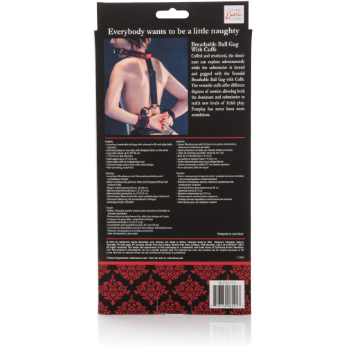 Scandal Breathable Ball Gag With Cuffs