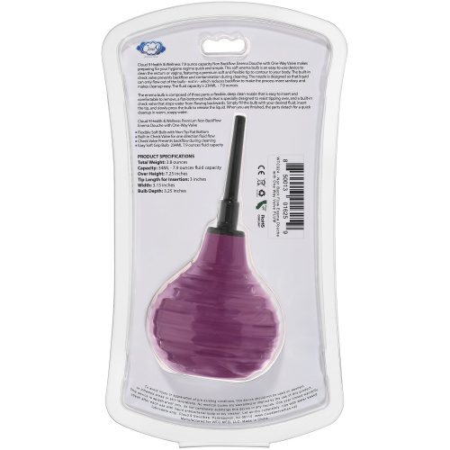 Health and Wellness Deluxe Enema Douche Non- Backflow One-Way Valve - 7.9 Fl. Oz. - Plum
